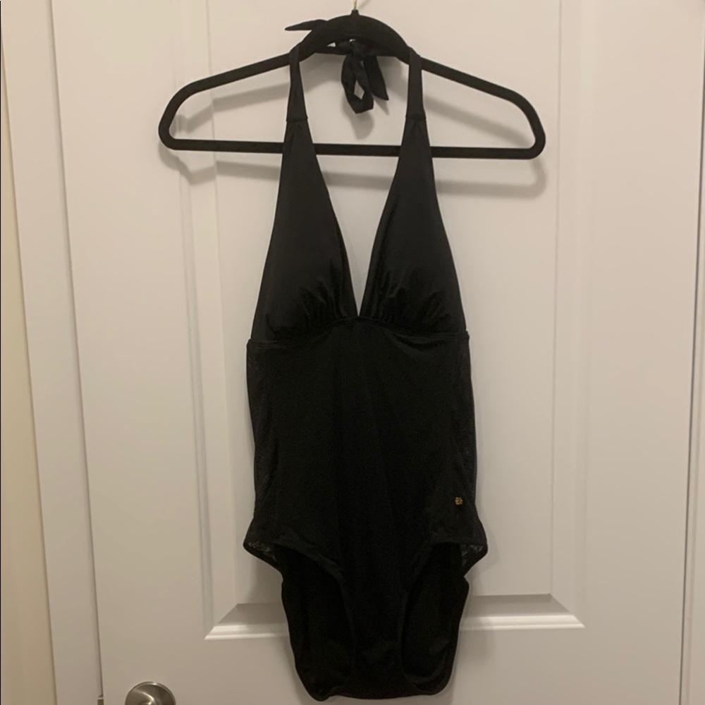 Elegant Black Halter One Piece Swimsuit